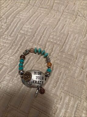 Hide Your Crazy Beaded Bracelet with Turquoise and Brown Accents